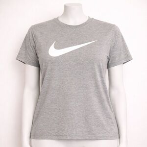 Nike Women's Gray Crewneck Tee with White Swoosh